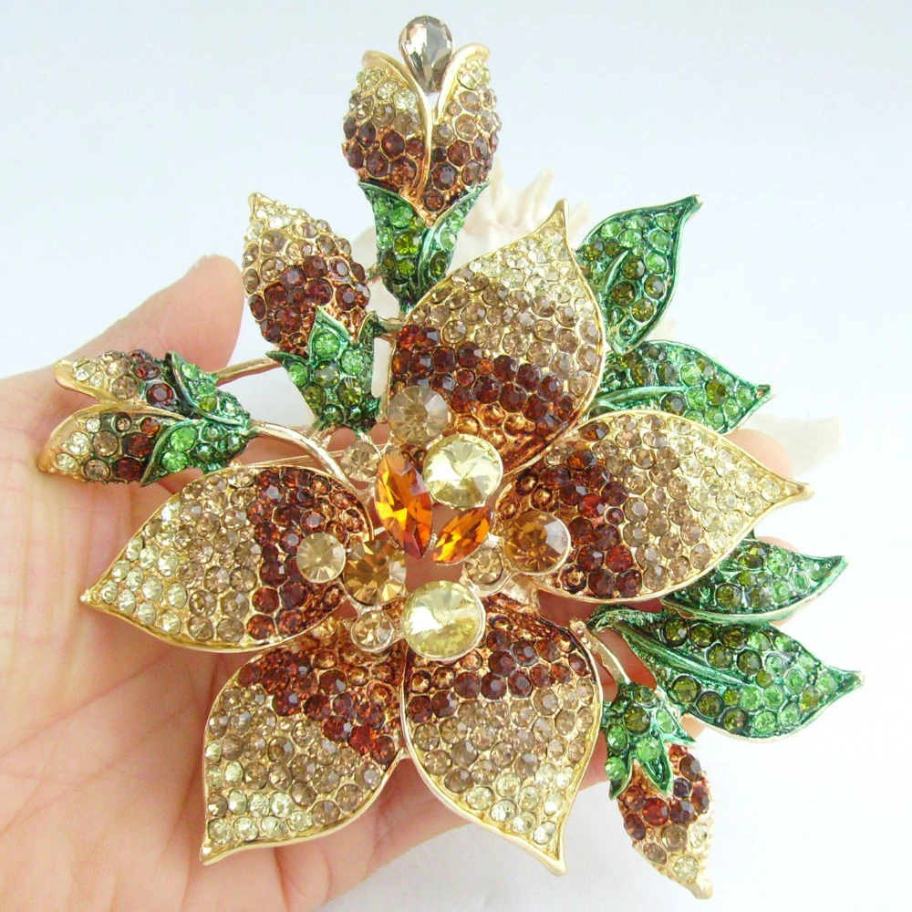 SaiDian 1Pcs Orchid Brooch Fashion Pretty Crystal Flower Pin Pendant Large Brooches for Women SaiDian 1Pcs Orchid Brooch Fashion Pretty Crystal Flower Pin Pendant Large Brooches for Women