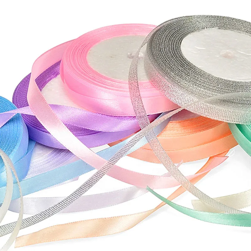 

25Yard/roll 1cm Silk Satin Ribbon For Wedding Party Decoration Gift Wrap Decorative Christmas Ribbon DIY Handmade Material