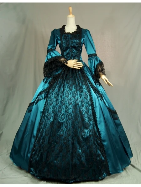 Cheap Blue Sleeves Victorian Ball Gowns ...