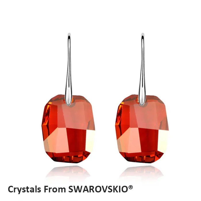 Супер Свадебные висячие серьги с кристаллами от SWAROVSKI большой прямоугольный камень для женщин Роскошные модные ювелирные изделия 6 цветов