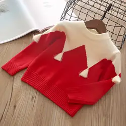 Для девочек свитер 2 Осень корейский Повседневное треугольные кисточкой рукава вязаные свитера M0069