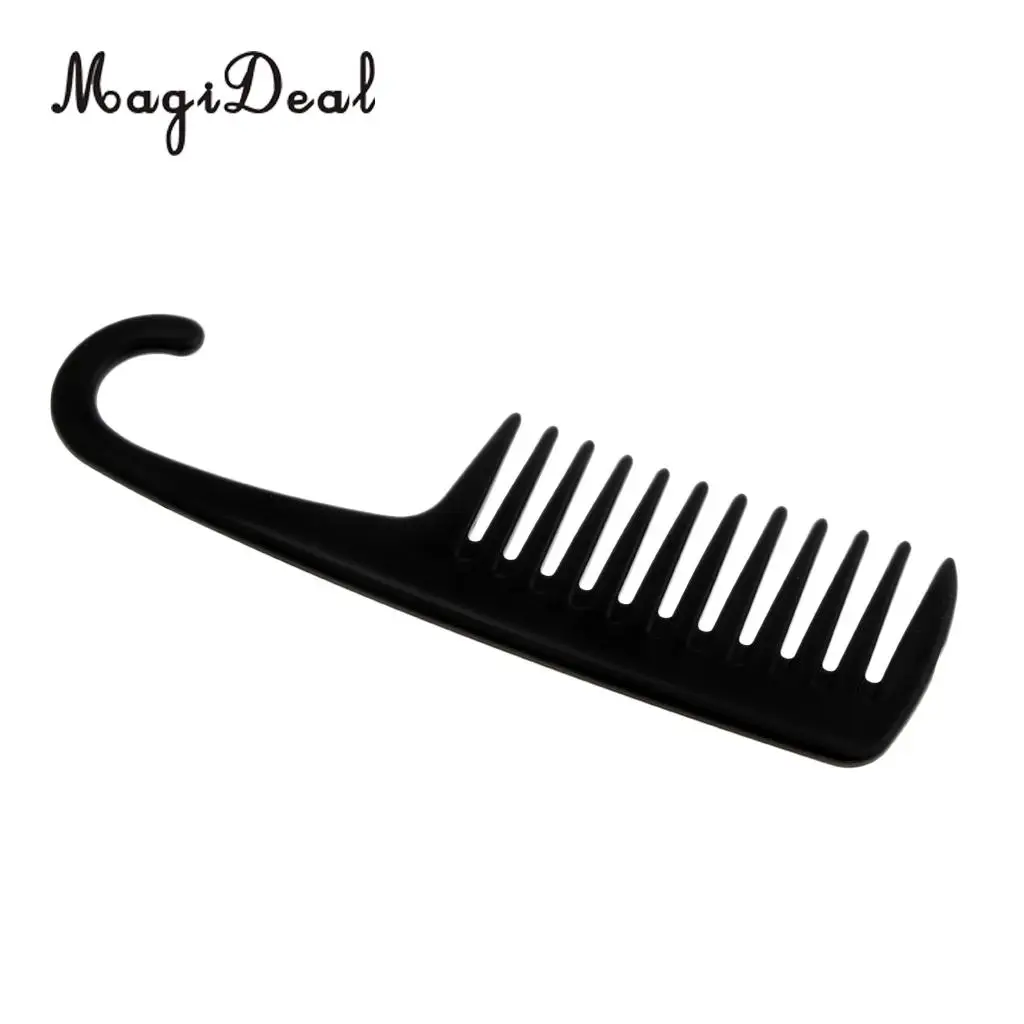 Shower Hanging Comb Wide Tooth Comb with Hook Wet Dry Hair Detangling Conditioning Hair Black Comb