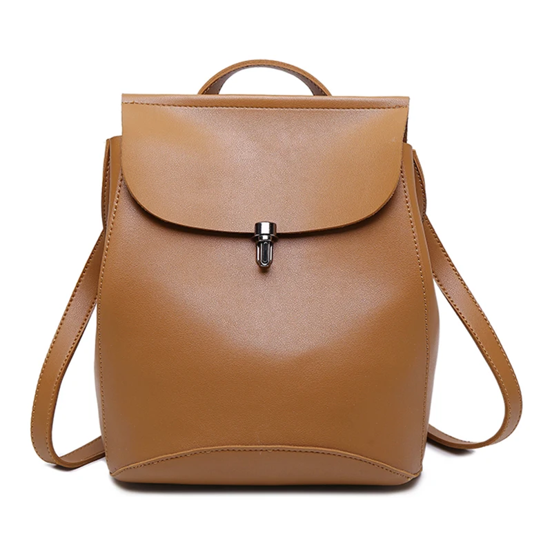 

2019 New Fashion Women Girls Backpack PU Leather Shoulder Bag Solid Casual Student Schoolbag Female Travel Bag Black/Brown
