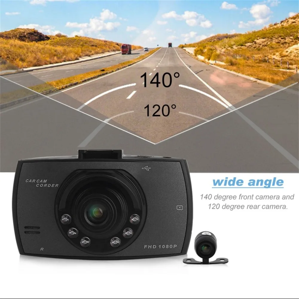 2.7 Inch Full HD 1080P LCD Double Lens Car Dash Camera G30 Video DVR Cam Recorder With Night Vision G-Sensor Dash Cam