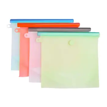 

4PCS Kitchen Food Sealing Storage Bag Reusable Refrigerator Fresh Bags Silicone Fruit Meat Ziplock Kitchen Organizer