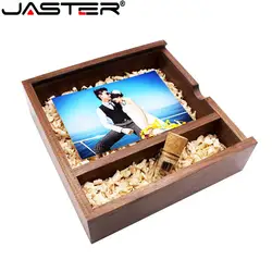 JASTER 205*205*60 мм, фотоальбом деревянный USB + коробка usb флэш-накопитель Флешка 4 ГБ 8 ГБ 16 ГБ 32 ГБ произвольный логотип фотография свадебный