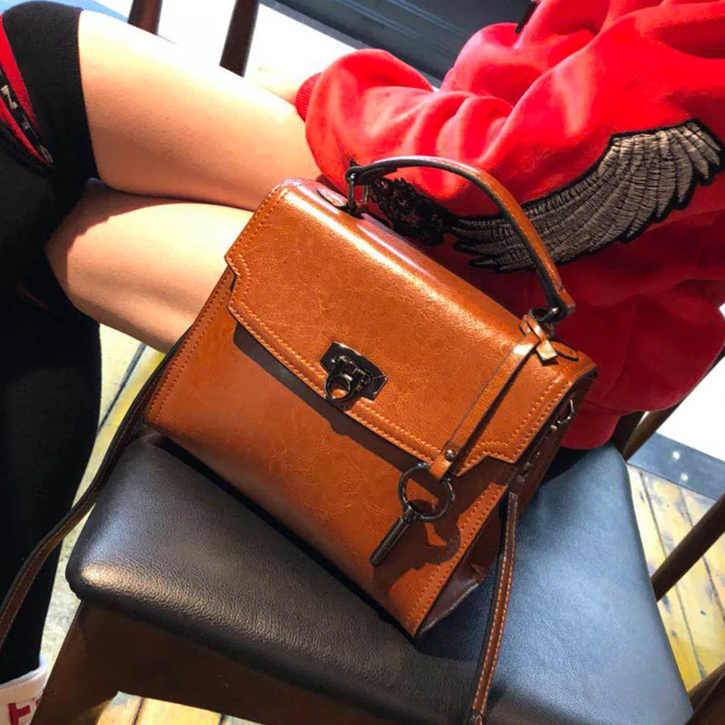 

LKX Fashion Hand Made Genuine Leather Lady Handbags Concise Cowhide Women Star Handbag Female Purse Sac A Main Femme Bags