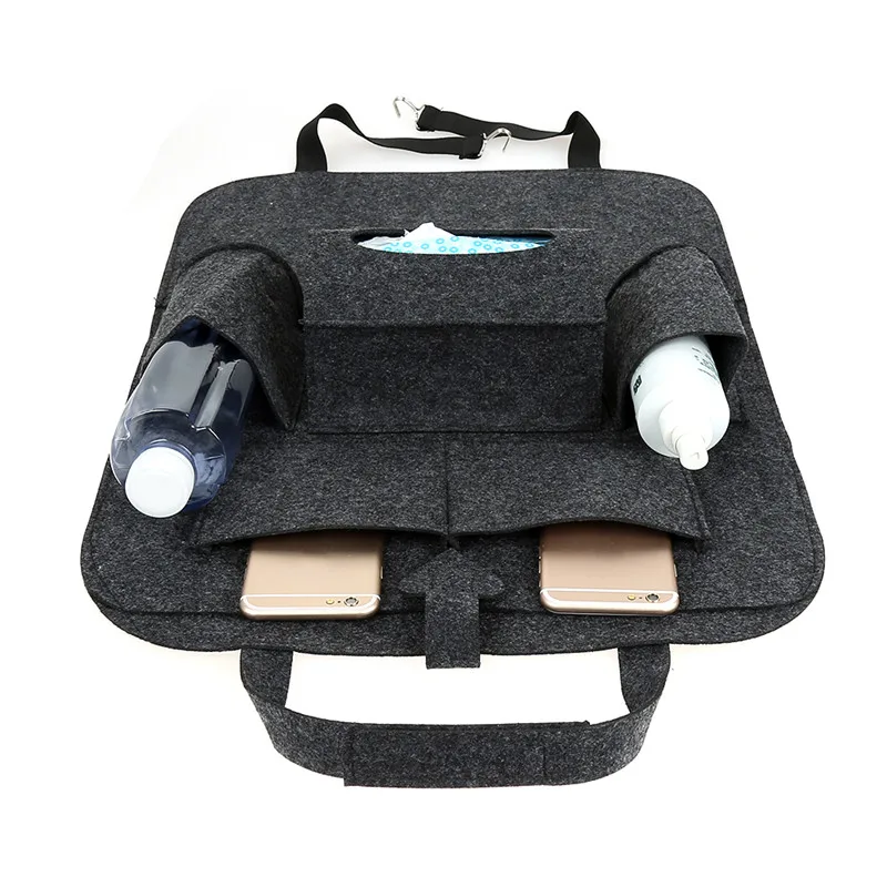 Car Seat Organizer Auto Car Backseat Organizer Car-Styling Holder Multi-Pocket Seat Wool Felt Multifunction Storage - Название цвета: Dark gray