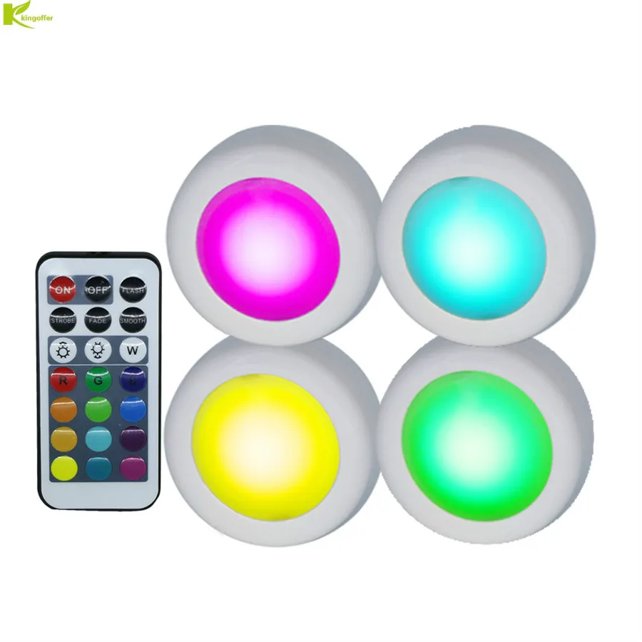 

Wireless LED Puck Lights RGB 12 Color Dimmable Touch Sensor led Under Cabinet Light For Closet Wardrobe Stair Hallway Night lamp