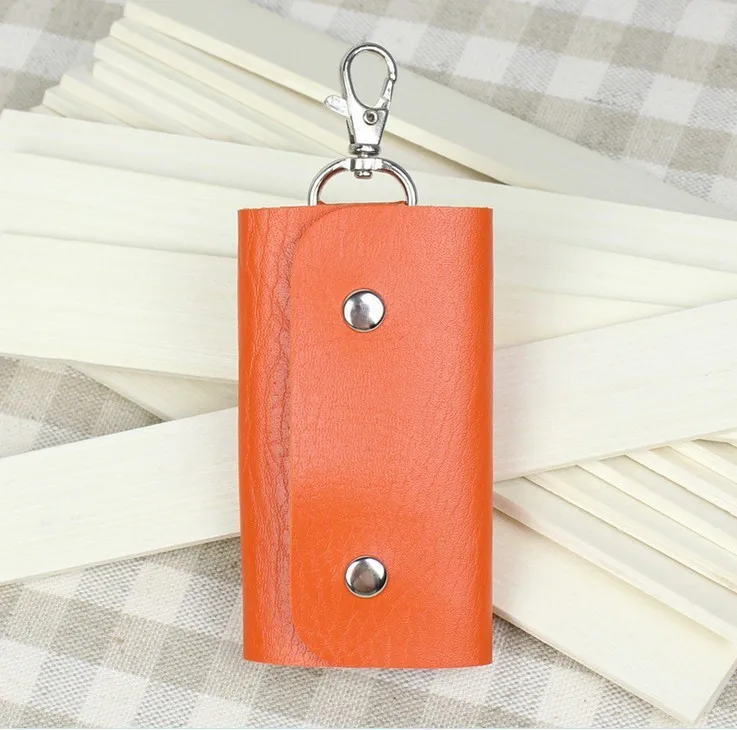 Новые модные стиль из искусственной кожи качество Твердые цветной брелок автомобилей ключница держатели ключницы для мужчин#04 - Цвет: Оранжевый