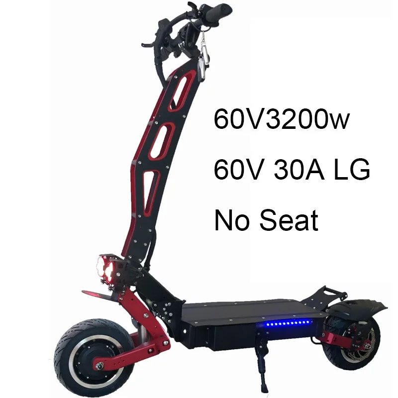 Высокомощный Электрический скутер для взрослых, 60 в, 3200 Вт, электрический скейтборд с литиевой батареей LG, внедорожные скутеры с большими колесами и толстыми шинами - Цвет: 60v3200w30aLGno seat