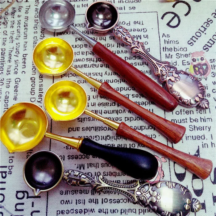 

Quality Wax Stamp Spoon Vintage Wood Handle spoon/Stainless Steel Sealing Wax Spoon DIY Craft Anti Hot Anti Hot Wax Spoon