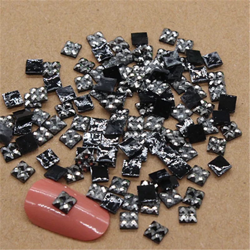 

4*4mm 1000pcs Square Flatback Resin Rhinestone Mine Silver Stone For DIY Nail Art Mobile Phone Scrapbooking