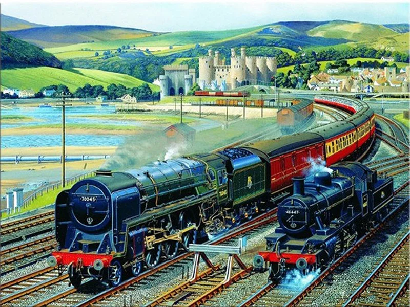 

Diamond Embroidery Train Scenery Cross Stitch 5D Full Square Mosaic Diamond Painting Sale DIY Sticker Decor Paintings