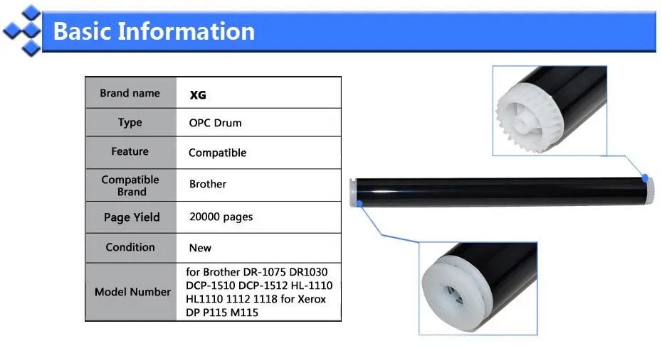 1 шт. Жако opc совместимый сменный барабан для Brother DR-1075 DCP-1510 DCP-1512 HL-1110 1112 для Xerox DP P115 M115