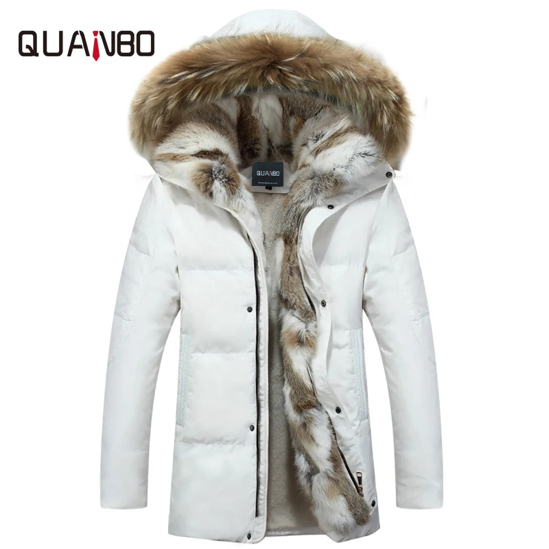 

2015 new winter down jacket and cashmere wool Hooded Jacket thickened Rex's warm high-end men's down jacket detachable cap