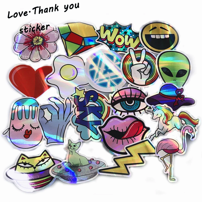 3 Style 20pcs lot Cool Styling Colorful Reflective Car Laptop Bicycle Sticker For Trunk Skateboard Guitar
