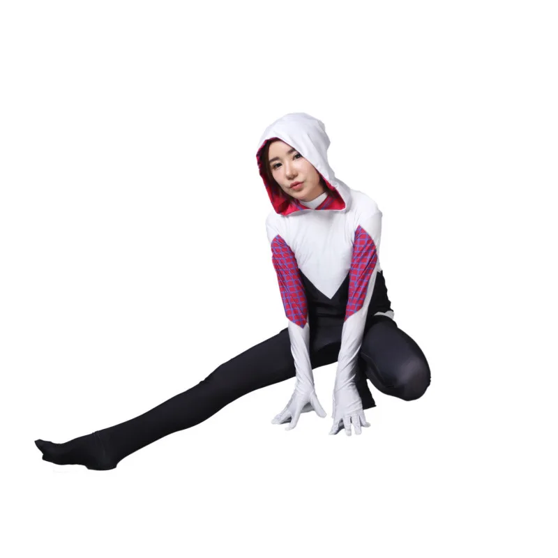 SpiderGwen Косплей Костюм Гвен Стейси костюм комбинезон для косплея Хэллоуин сценические вечерние фигурки Косплей Костюм Прямая поставка