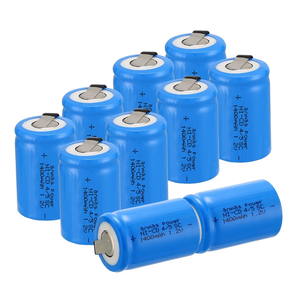 Anmas power! 10 шт. Ni-Cd аккумуляторы 36 г 4/5 SubC Sub C 1 2 в 1400 мАч | Электроника