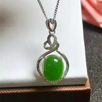 

2019 New S925 Silver set and Hetian jade Jasper water droplets pendant The female water droplet necklace