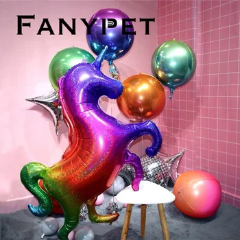 

50PC laser Little Horse Foil Balloons Helium Balloon Kids Toys Wedding Birthday Animal Unicorn Party Decor Supplies