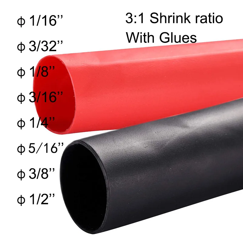 10 шт. 100 мм 3:1 соотношение двойной стены термоусадочная трубка клейкая подкладка с клеем обертывание провода кабель комплект 1/16-1/1''