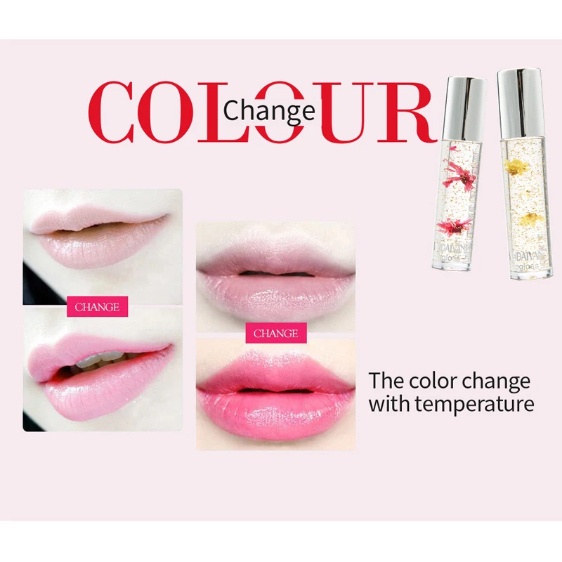 HANDAIYAN прозрачная гелевая Цветочная помада изменение температуры цвета Увлажняющий блеск для губ стойкий гигиенический бальзам для губ водонепроницаемый