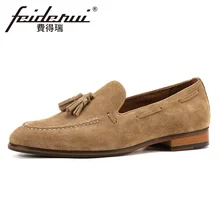 Новое поступление; удобные мужские лоферы с круглым носком без застежки; мужская обувь ручной работы из коровьей замши; мужская повседневная обувь; KUD200