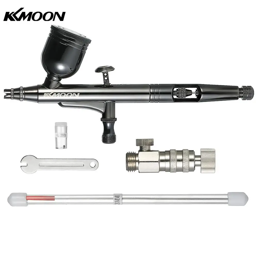 

KKmoon Professional Gravity Feed Dual-Action Airbrush Kit Set 0.3mm 8cc Trigger Spray Gun With Exquisite Gift Box HT-192