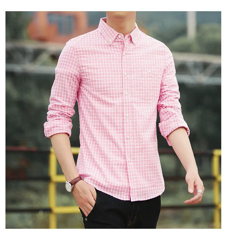 5XL Plaid shirts men clothing Autumn Spring Cotton long sleeve Top quality male shirts dress Brand Muls Plus size 2017 New DJ359-5