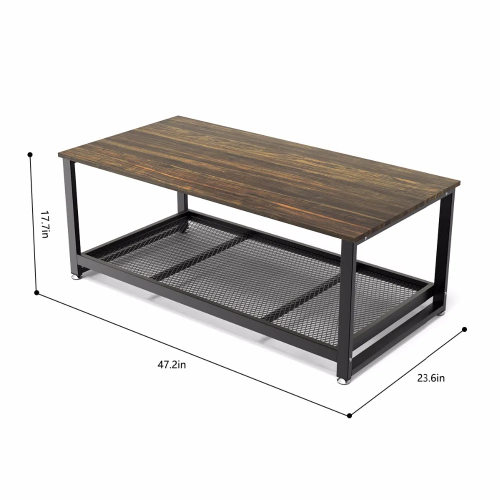 Dewel журнальный столик с полкой для хранения, промышленный современный деревенский 47 дюймовый журнальный столик для гостиной
