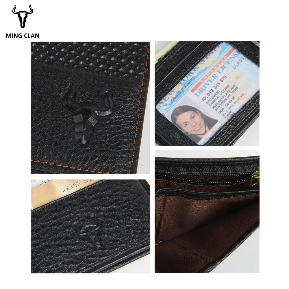 Mingclan Винтаж дизайнер 100% натуральная Carteiras Masculinas натуральной кожи Для мужчин