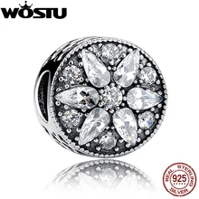 Real 925 Plata Esterlina Abstracto Ronda Fit Pandora Original Pulsera Del Encanto Con Clear CZ Colgante Auténtico Mujeres de La Joyería de Lujo