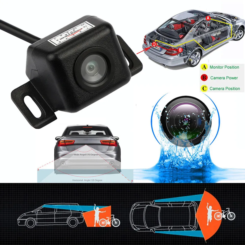 170 degrees Waterproof Car Rear View Reverse Backup Parking Camera HD