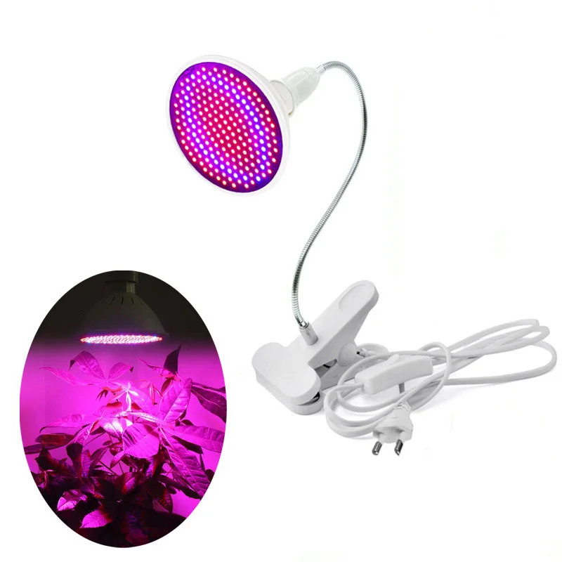 

200 Led Grow Light Bulbs Lamp Plant Flower for Indoor Greenhouse Hydroponics System + Desk Holder Clip Vegetable Growing Light