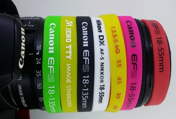 

7pcs Mixed color silicone Rubber bracelet Wristbands Protective ring Hood lens for Conon Nikon Camera Lens