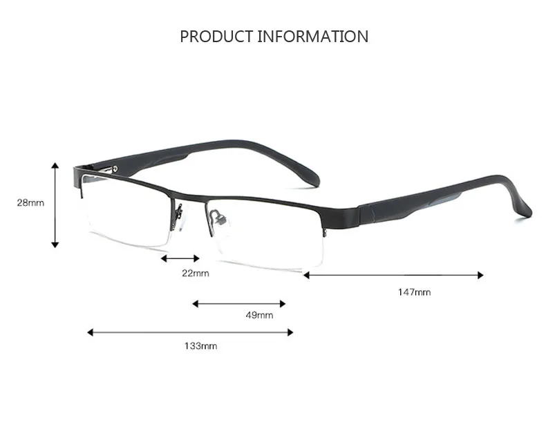 Металлический корпус с плоскими стеклами и половинной рамкой для чтения очки при дальнозоркости, женские очки для мужчин усталости Gafas+ 1,0+ 1,5+ 2,0+ 2,5+ 3,0+ 3,5+ 4,0 читателя