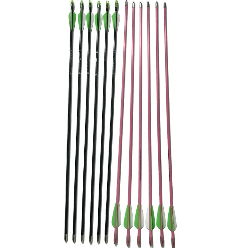 Crianças de Tiro com Arco Prática de Treinamento para Recurvo Flecha de Fibra de Vidro Flecha Espinha Arco 6 Pcs 300 2 Arco e flecha