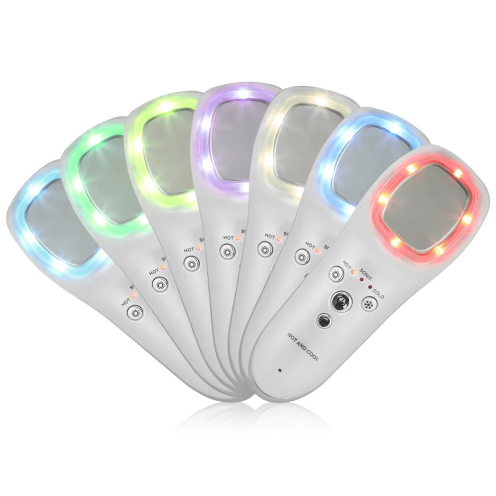 

Face Machine 7 Color LED Light Ultrasonic Instrument Ultrasound Therapy Skin Appliance Photon Rejuvenation
