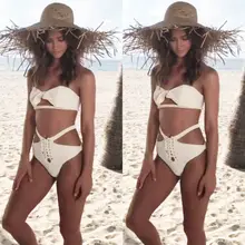 Новинка, женский сексуальный комплект бикини, мягкий пуш-ап, пляжная одежда, Одноцветный купальник, бандаж, купальный костюм с высокой талией и поясом, купальник