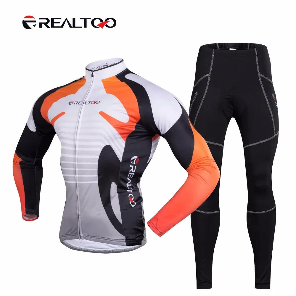 

REALTOO Long Sleeve Bike Jersey Pants Set Winter Keep Warm Bicycle Clothes Bicycle Racing Cycling Nap Soft Sportswear Set