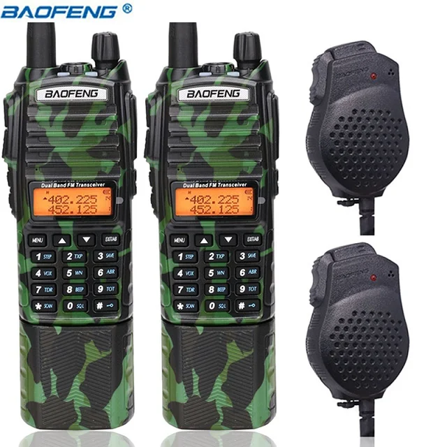 add speaker mic 2 шт. Baofeng UV-82 Plus Walkie Talkie 8 Вт 3800 мАч батарея с разъемом постоянного тока UV82 Dual PTT Band UV 82 передатчик радиоприемник - Цвет: add speaker mic