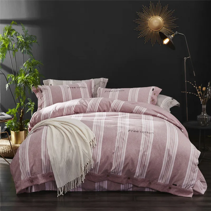 

Home Textile Brief Style Bedding Set Duvet/Comforter Cover Set Pillowcase Bed Sheet Free Cotton Bed Linen Queen Stripes