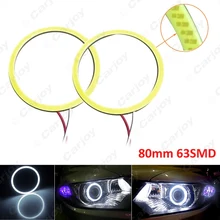 LEEWA 40 шт. белый автомобиль DRL 80 мм 63 светодиодный фонарь COB Светодиодное кольцо с ореолом ангельские глазки Предупреждение ющие лампы# CA5281