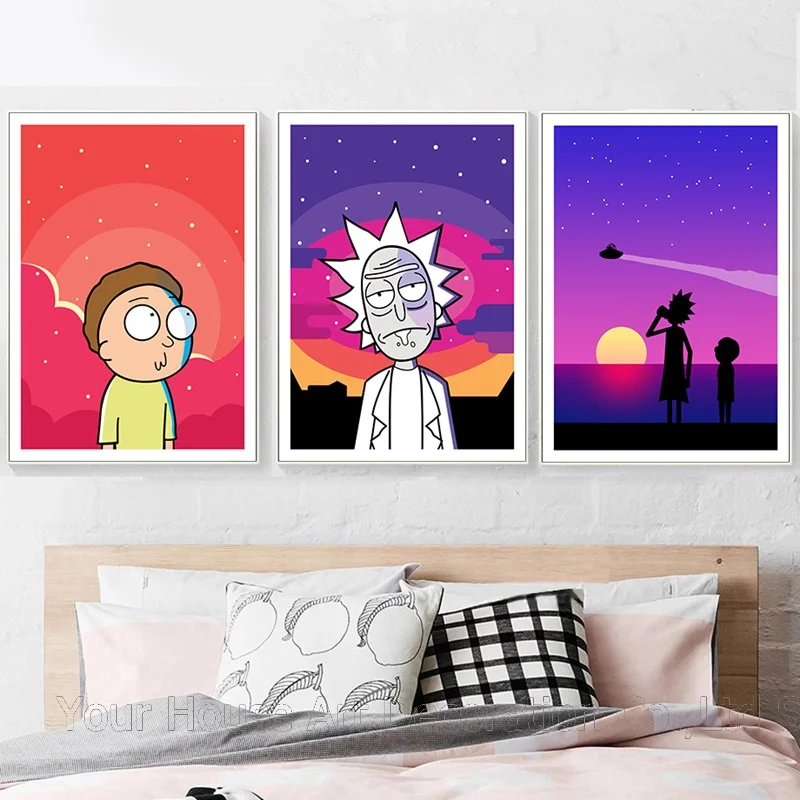 Картина рик и морти на холсте
