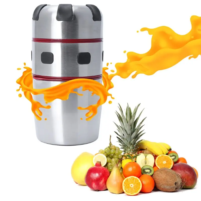 

Powerful Stainless Steel Manual Citrus Juicer Orange Lemon Fruit Lid Rotation Squeezer Portable Juice Extractor Cup Kitchen Tool