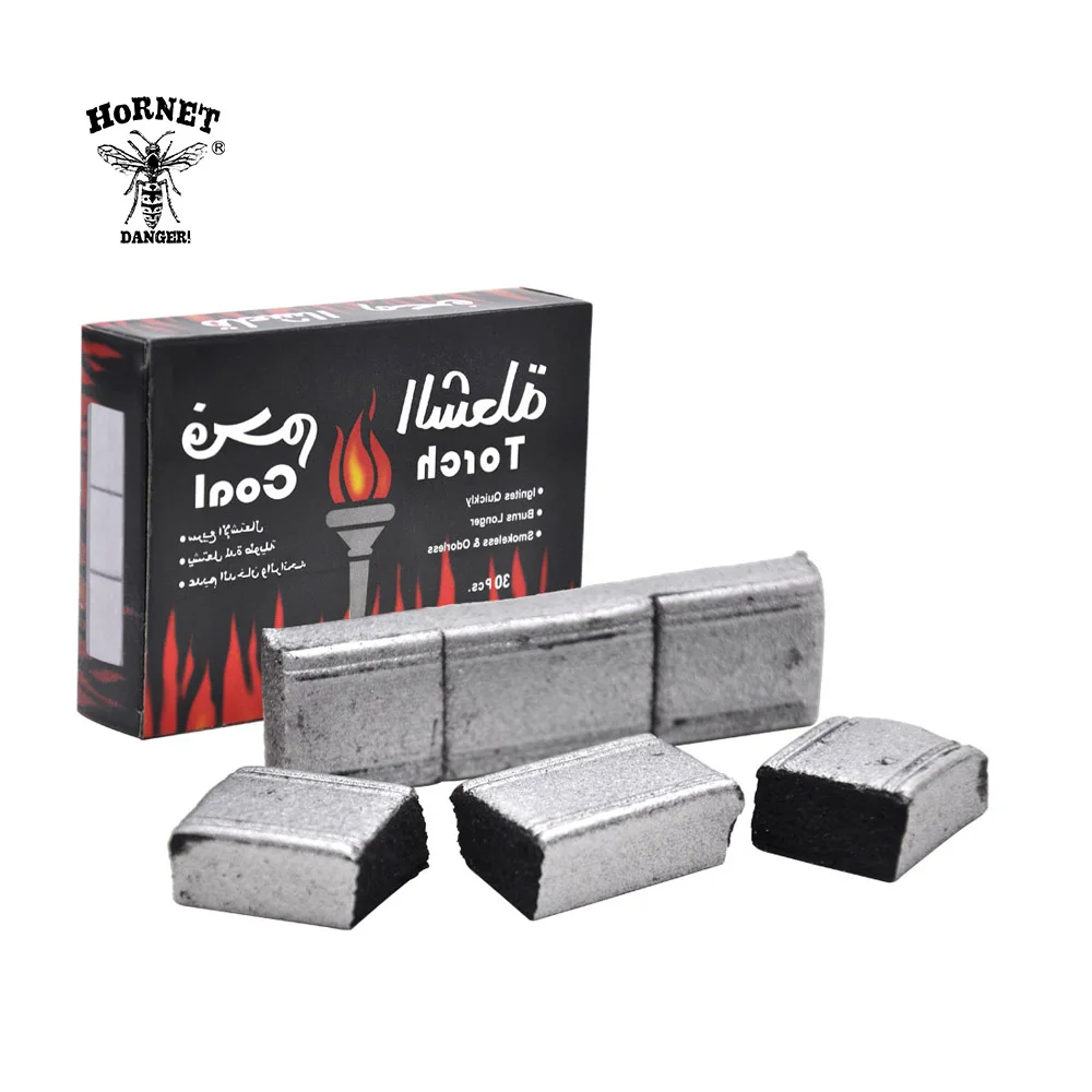 

HORNET Touch Silver Shisha Hookah Charcoal Square Silver 25*25 MM 30 Cubics / box Burn Even Long Lasting Chicha Charcoal