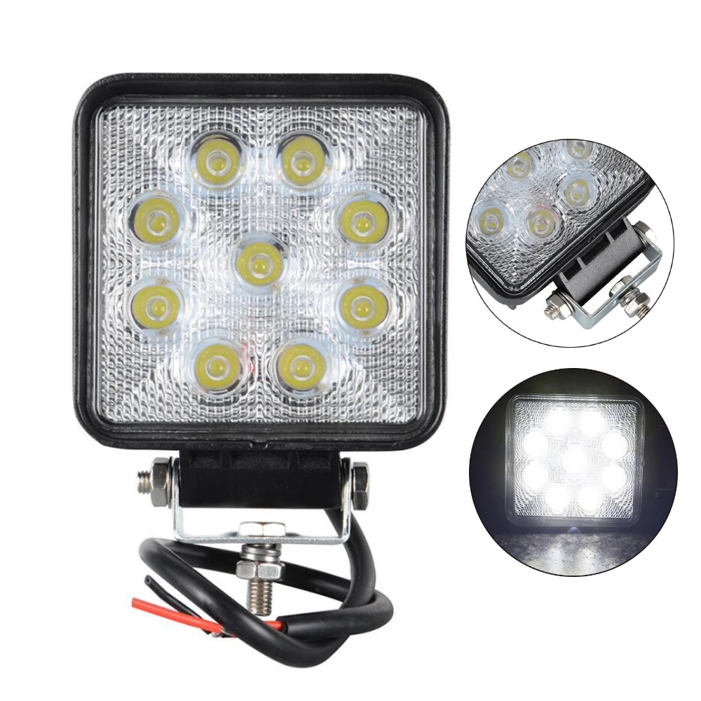 27W 12V 24V LED Work Light Spot Round LED Offroad Light Lamp 2Pcs 4