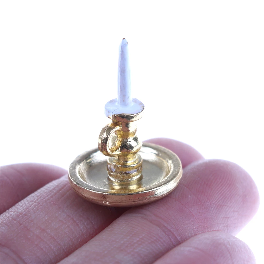 

1:12 Scale Single Candlestick Candle Sconces Wall Lamp Miniature Doll House Decoration Accessory Light Model Gift for Doll