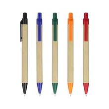 Эко бумажная шариковая ручка, пластиковый зажим, черные чернила Шариковая зеленая концепция Экологичная, заказной рекламный подарок, дисплей логотипа